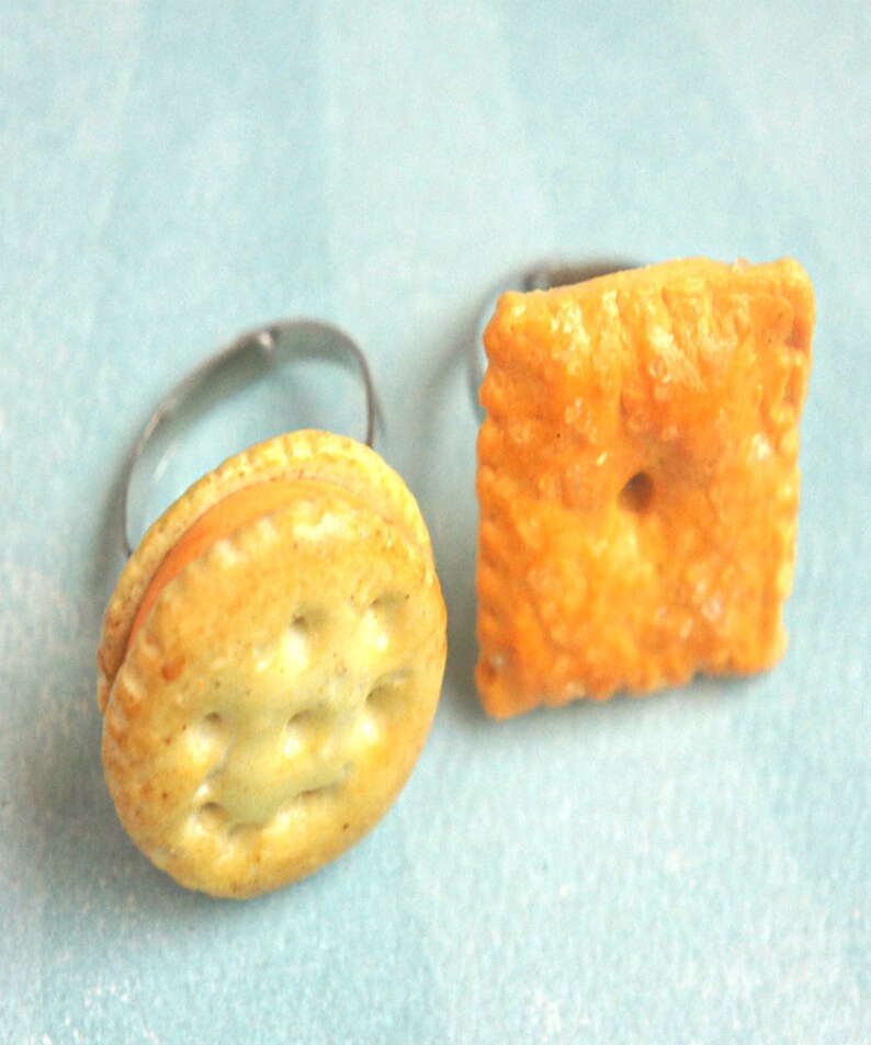 Cheese crackers ring miniature food jewelry Etsy