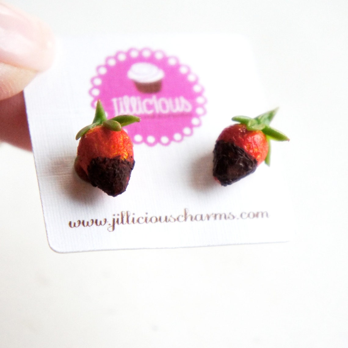 Chocolate Dipped Strawberry Earrings Miniature Food Jewelry Etsy