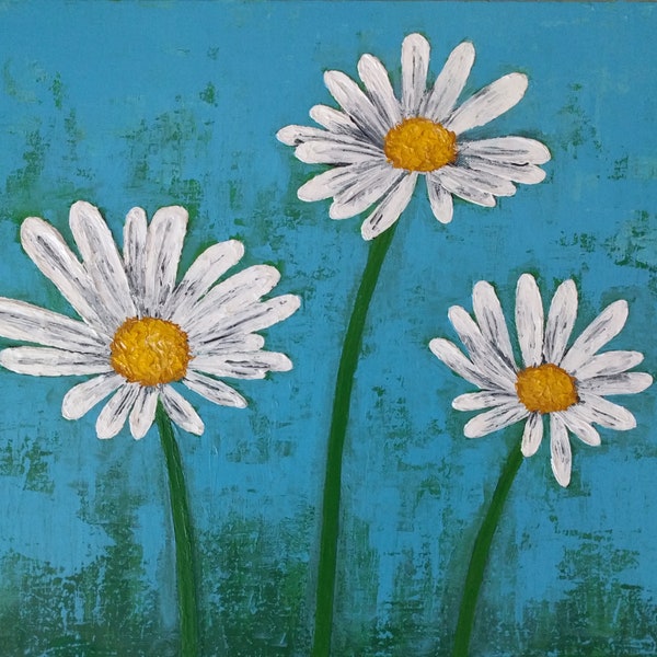 floral painting, flower painting, daisy painting, abstract painting, original painting, acrylic painting, 16x20