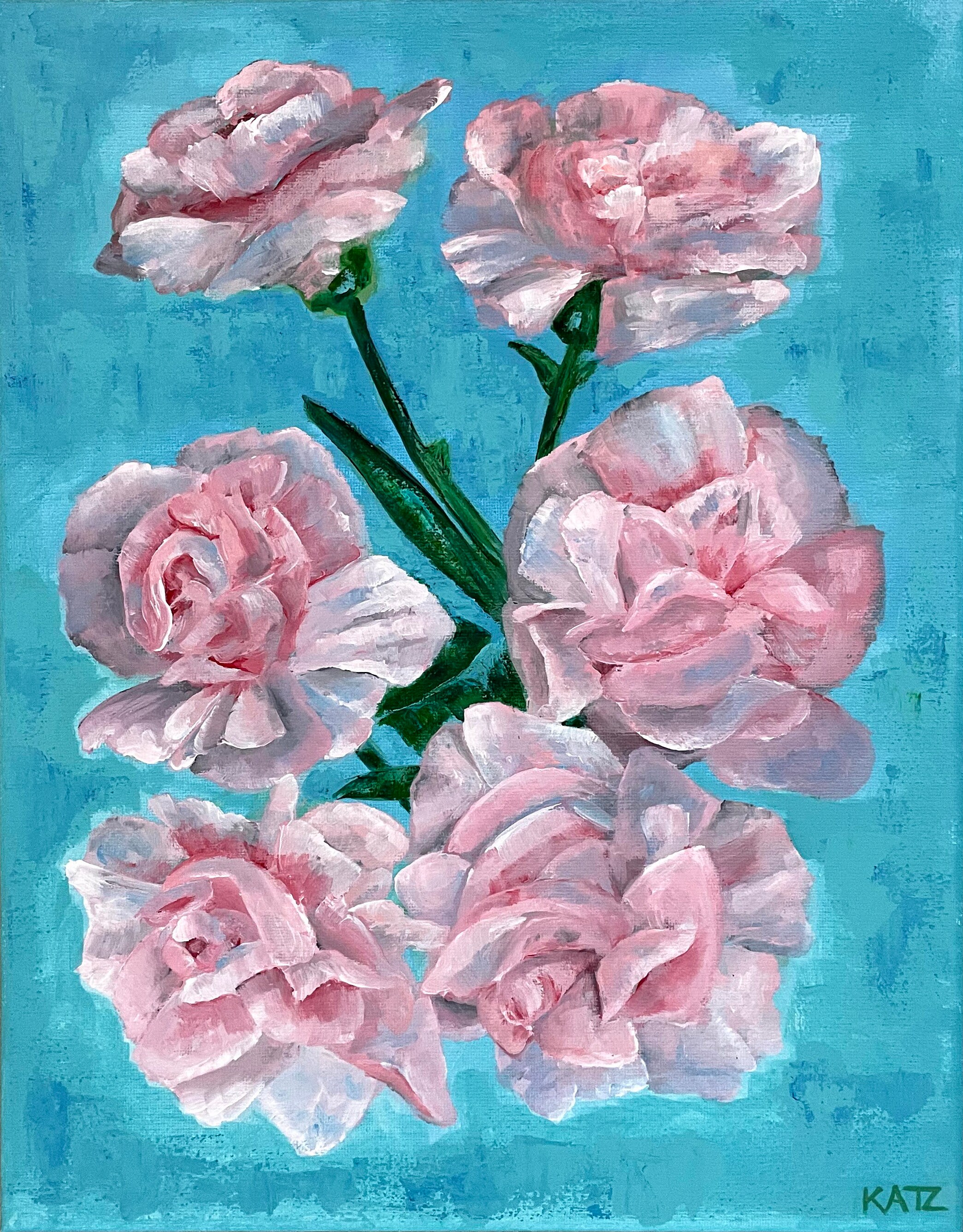 Original Carnations Acrylic Painting Etsy