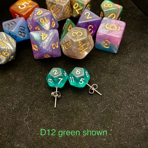 D20 Stud Resin Earrings Stirling Steel nerd DND custom handmade dungeons and dragons gamer game night gift idea
