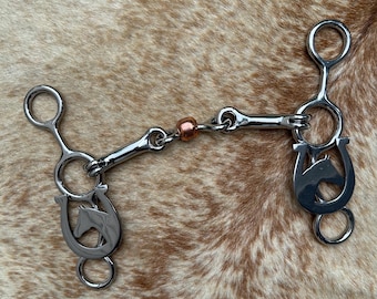 Western Stainless Steel JR Cowhorse Bit 5” Mouth Horseshoe and Horse Head Design FREE SHIPPING