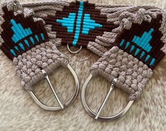 34” Size Western String Girth Cinch Teal Aztec Design FREE SHIPPING