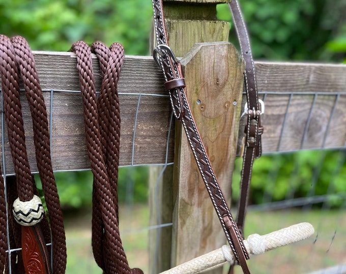 Complete Bosal Bitless Bridle Set Dark Oil Headstall Nylon Etsy
