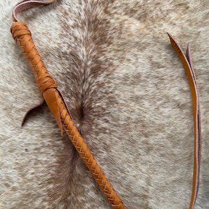 Medium Oil Leather Western Riding Quirt with Wrist Loop FREE SHIPPING
