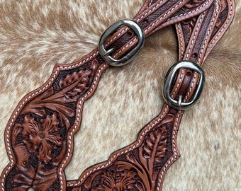 Pair Men’s Size Tooled Top Grain Leather Western Spur Straps FREE SHIPPING