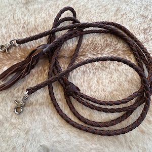 Soft and Supple Dark Oiled Braided Leather Split Reins FREE SHIPPING