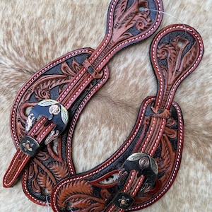 Pair Adult Size Top Grain Leather with Hair On Cowhide Western Spur Straps FREE SHIPPING