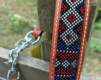 Sparkling Crystal Beaded Top Grain Leather Western Wither Strap for Breast Collar FREE SHIPPING