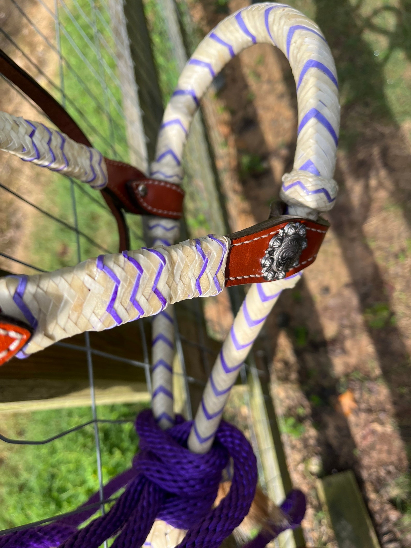 Complete Bitless Hackamore Bosal Bridle Purple Nylon Mecate Etsy