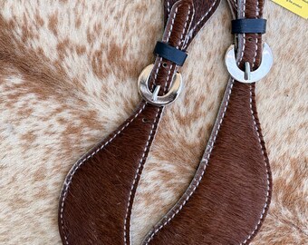 Genuine Hair On Cowhide Carmel Brown Color Western Adult Size Spur Straps FREE SHIPPING