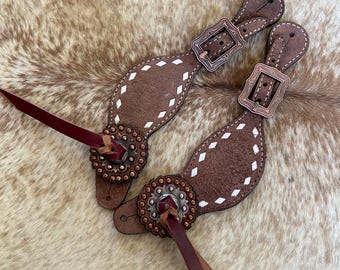 Pair Roughout Leather Ladies Size Western Spur Straps FREE SHIPPING
