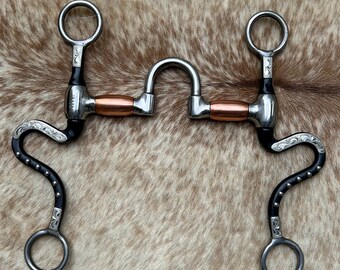 Antiqued Brown Western 5” Correction Mouth Horse Bit Engraved German Silver FREE SHIPPING