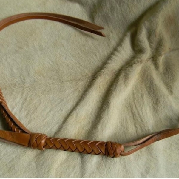 Medium Oil Leather Western Riding Quirt with Wrist Loop