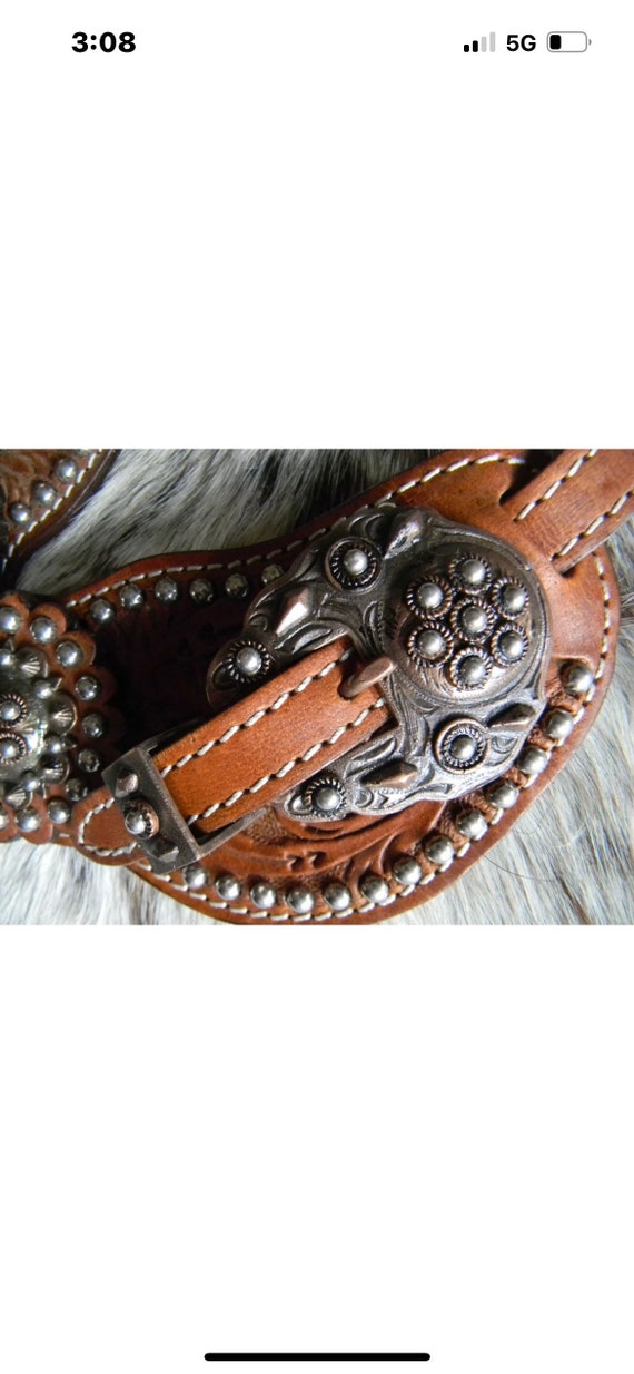 Sangles D'éperons Western Showman - Cuir De Qualité Avec Studs Métal - Neuf