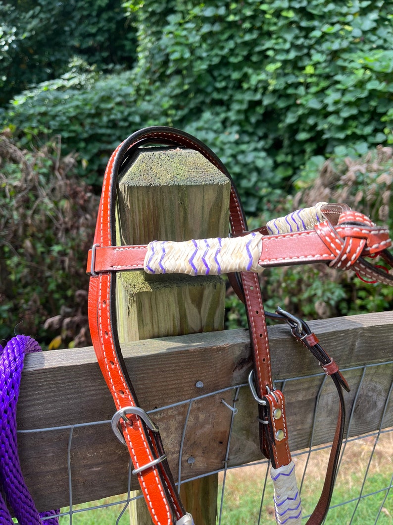 Complete Bitless Hackamore Bosal Bridle Purple Nylon Mecate Etsy