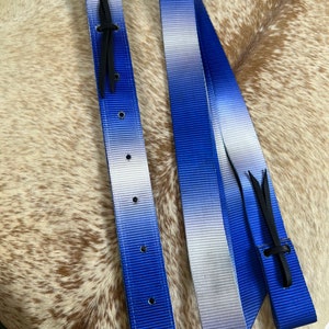 Blue Ombré Design Nylon Tie Strap & Off Billet Set for Western Saddle FREE SHIPPING