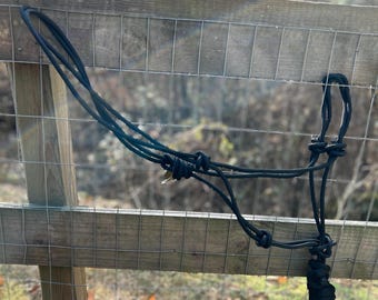 Draft Horse Size 5/16” Diameter Black Nylon Rope Halter and Lead Rope FREE SHIPPING