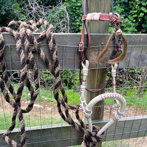 Complete Horse Size Western Bosal Set Rawhide Bosal & Horsehair Mecate Rein FREE SHIPPING