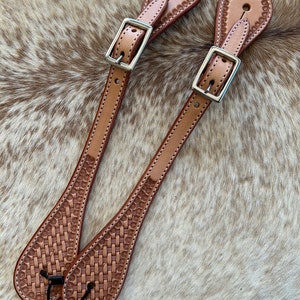 Pair Adult Size Basketweave Tooled Leather Western Spur Straps FREE SHIPPING