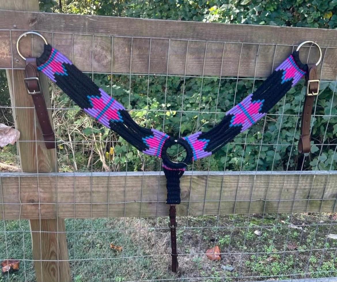 String Collars Genuine Wool Blend Multi String Western Breast Collar Purple and Pink ...