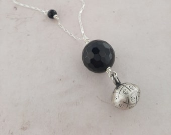 Pregnancy Jewel Necklace Necklace Bola Silver 925 and Natural Stones Onyx Black