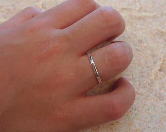 Minimalist octagonal sterling silver - stacking ring
