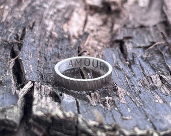 Hammered Silver Message Ring - Customizable Ring