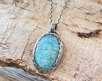 Sautoir Ethnique Amazonite Argent Massif