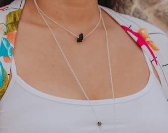 Black Tourmaline Necklace - Natural stones and Silver 925