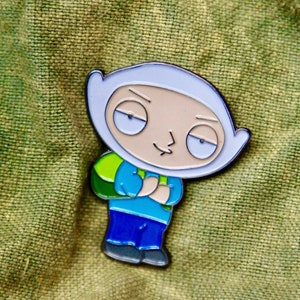 Cartoon Parody Mashup Hat Pin Fin Griffin, Funny Original White Elephant Gifts For Gamers