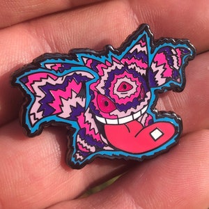 LSD Hat Pin – Psychic Tripper 1.5" Double-Post Enamel Pin, Acid Anime Mashup, Glitter Accents, Limited Edition, Sold at Lost Lands