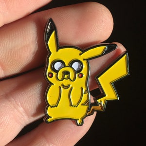 Jake Pika Mashup Pin – Custom Enamel Pin, Poké Time Parody, 1.5" Lapel Pin, Collectible Pin, Double-Post, Free Stickers