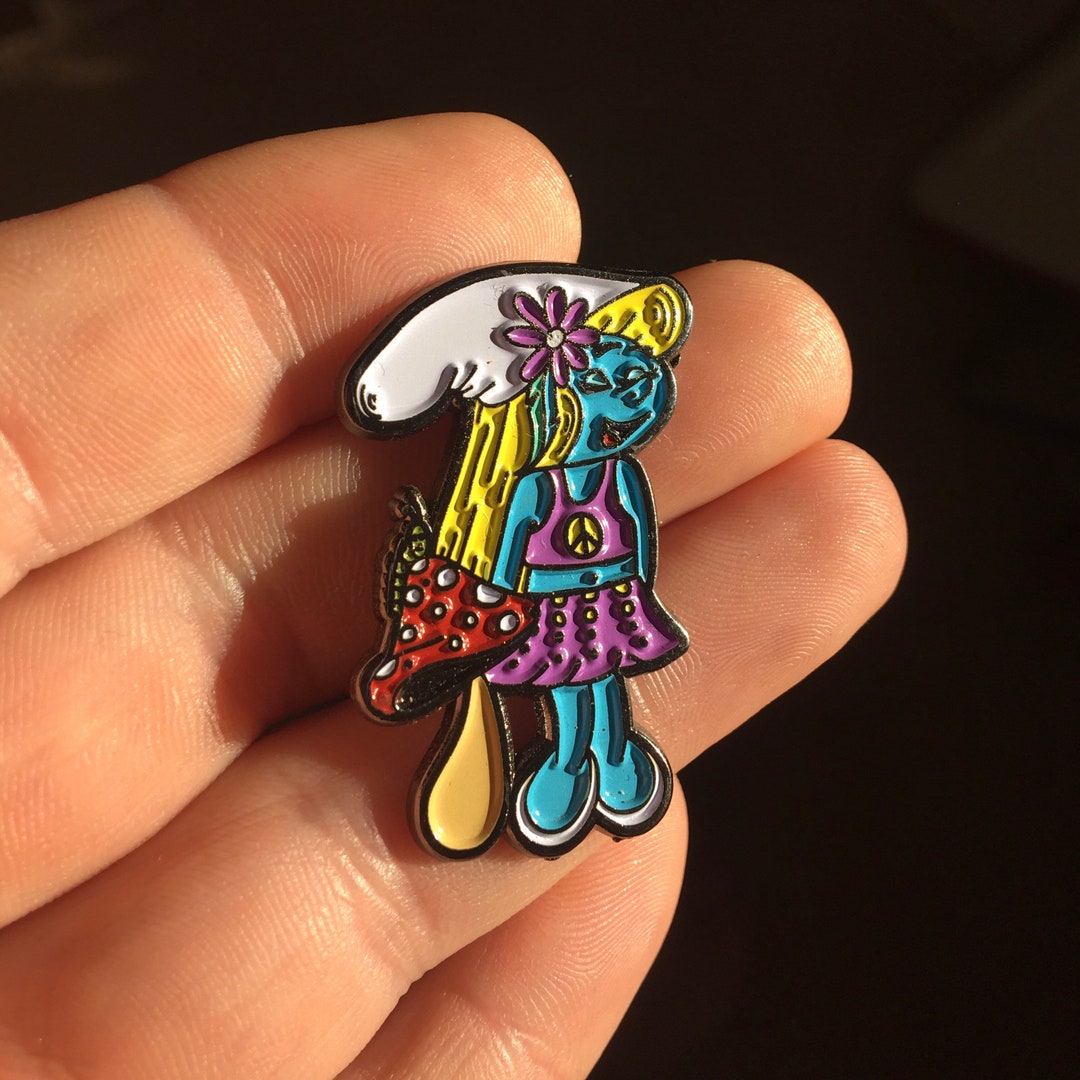 Smurfette Smurf Funny Cartoon Hippie Hat Pin by MKP Etsy