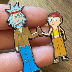 Cheech Rick And Morty Chong Funny Cartoon Mashup Hard Enamel Hippie Pin, 420 Gifts For Cartoon Lovers