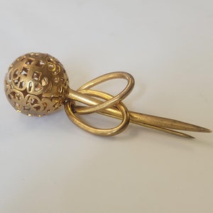 Antique Victorian Brass Hat Lapel Stick Pin