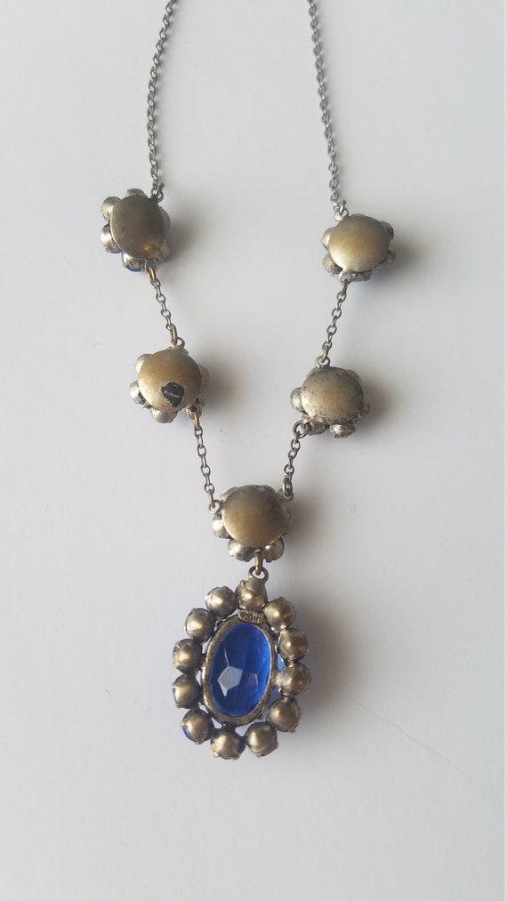 Antique 1920s Czech Blue Glass Necklace - image 9