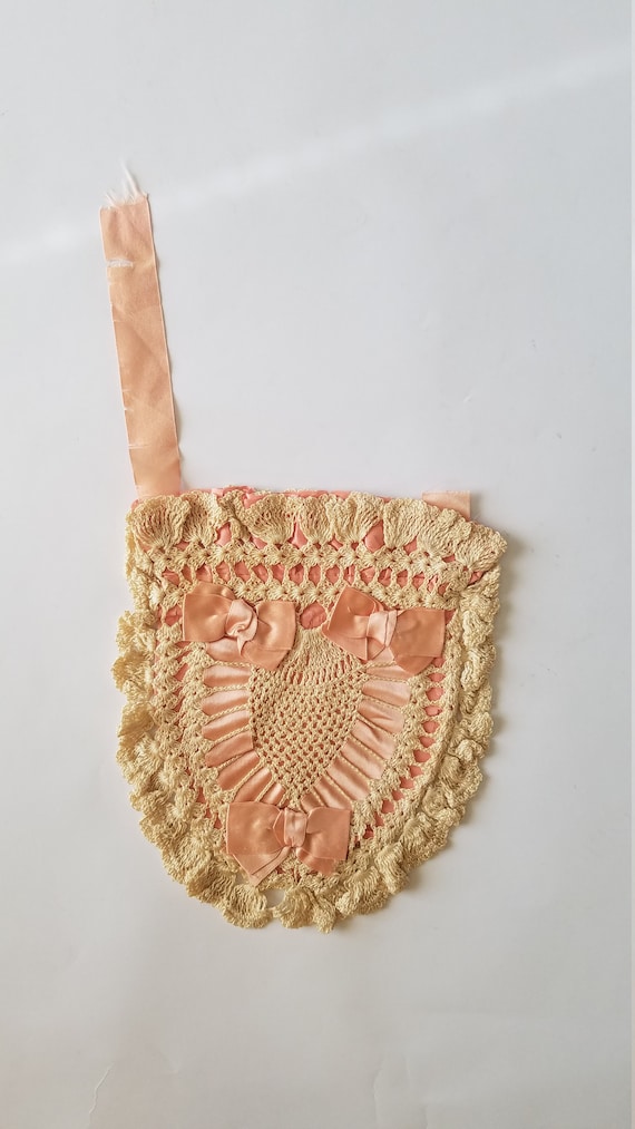 Edwardian Antique Pink Crochet Handbag