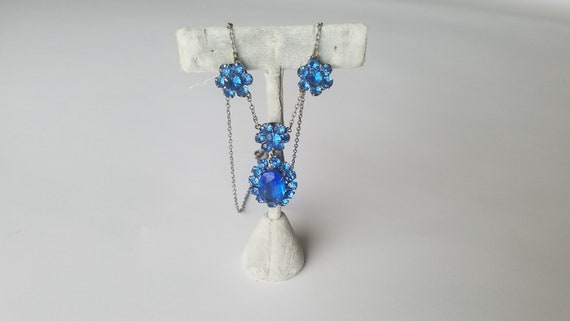 Antique 1920s Czech Blue Glass Necklace - image 8