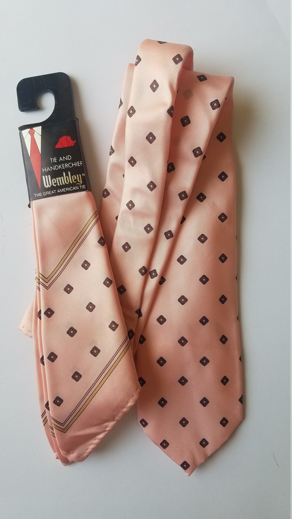 Vintage Pink Neck Tie and Handkerchief Set Etsy