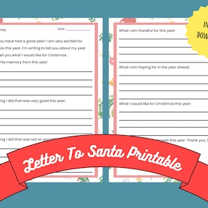 Two Page Letter to Santa Printable for Kids | Christmas Printable | Instant Download | Kid's Christmas Activity Printable | Letter to Santa