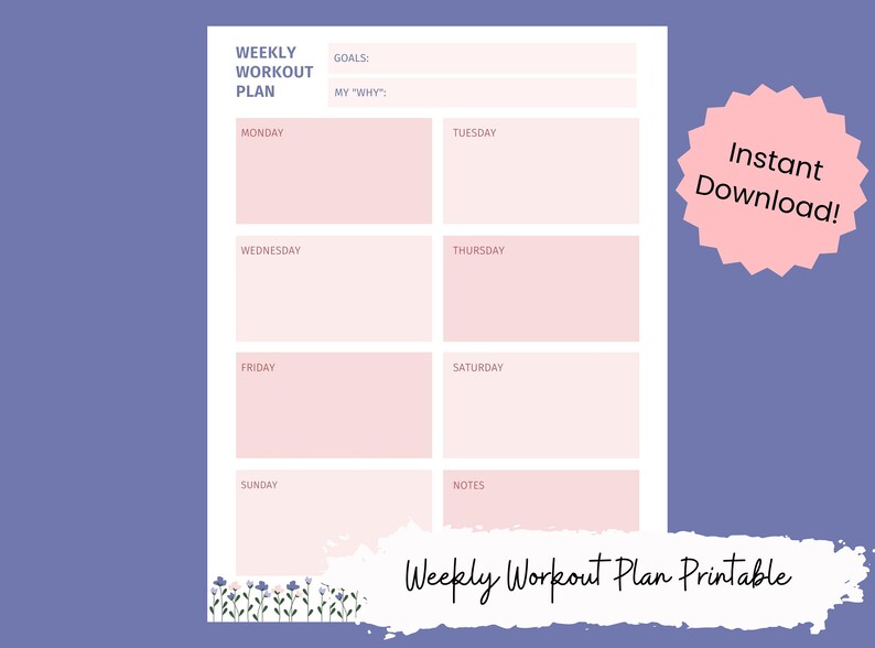Weekly Workout Plan Printable Exercise Plan Printable Workout