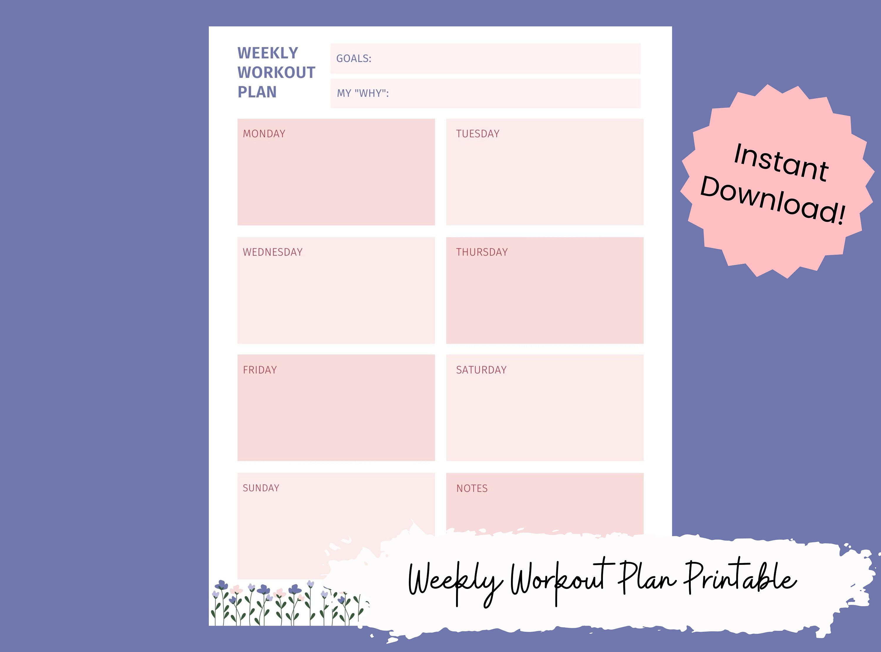 Weekly Workout Plan Printable Exercise Plan Printable Workout