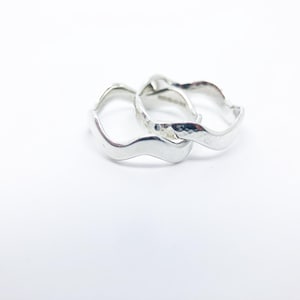 Handmade Silver Wave Ring - Hammered or Polished Ocean Ring - Sterling Silver Sea Inspired Ring - Stacking Ring - Unique Wedding Band