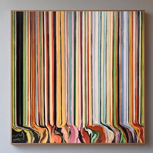 Original Hand-Painted Abstract Oil Painting,Large Colorful Vertical Stripes Wall Art, Modern Canvas Artwork, Vibrant Contemporary Home Decor