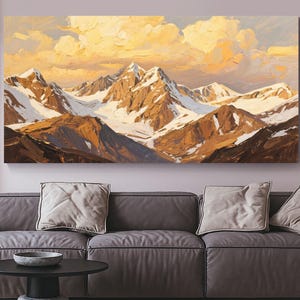 Abstract gouden bergolieverfschilderij op canvas, kunst aan de grote muur, origineel gouden muurdecor Aangepast schilderij minimalistische woonkamer Home Decor
