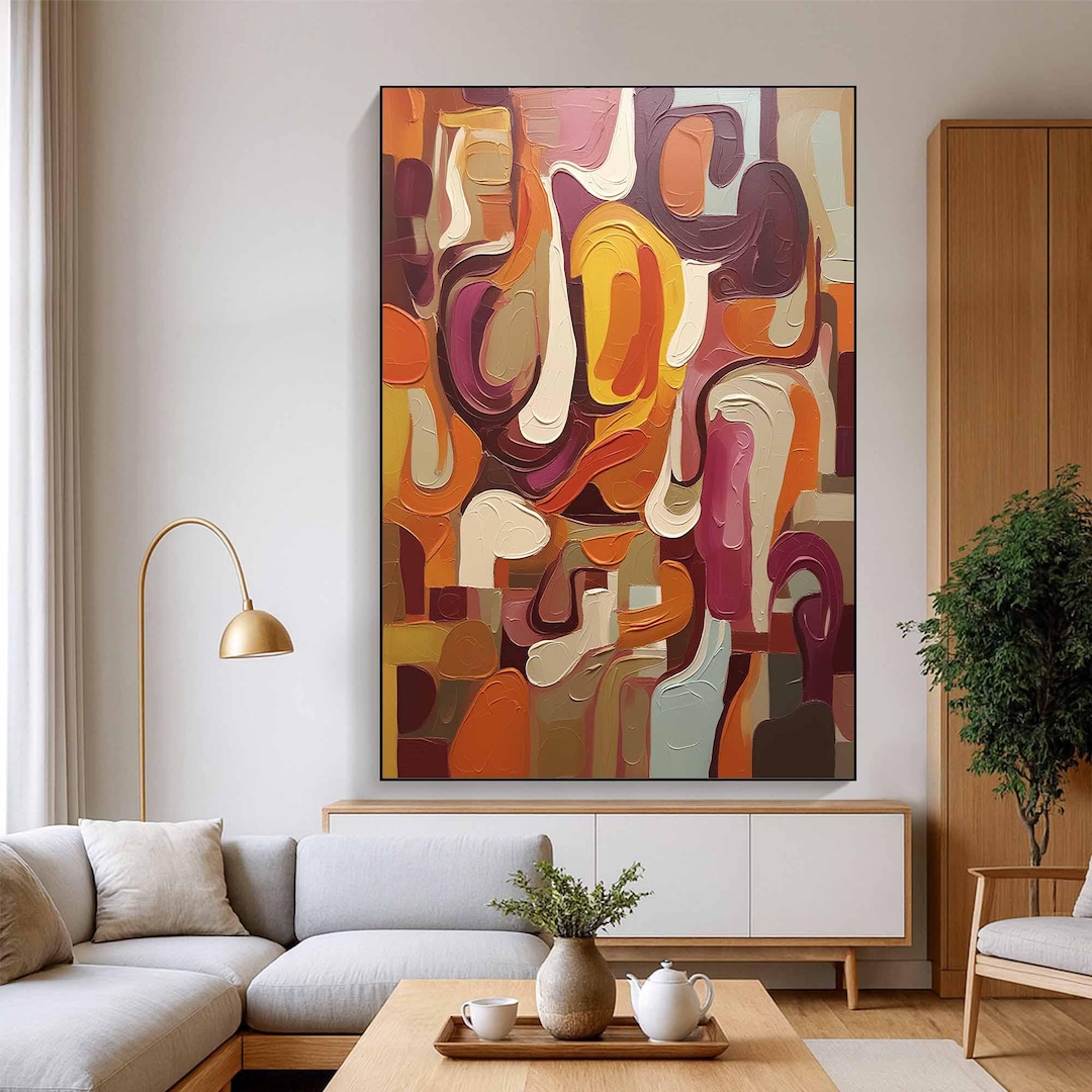Original Abstract Oil Painting on Canvas, Modern Colorful Wall Art ...