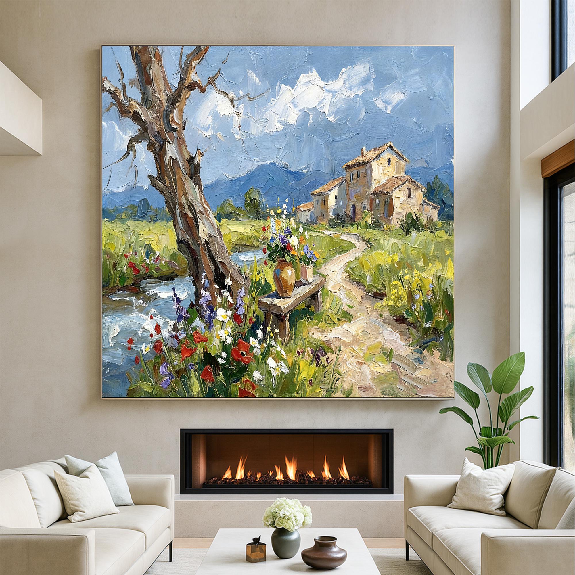 Original Hand Painted Landscape Oil Painting on Canvas， Countryside ...