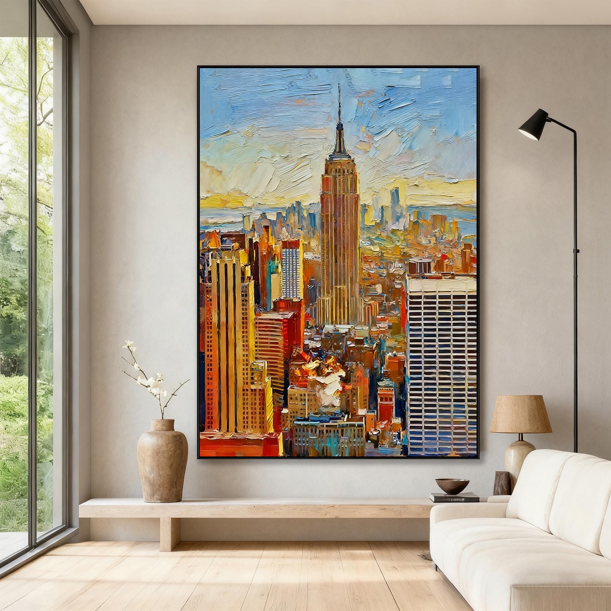 Empire State Building Oil Painting - Hand-painted NYC Skyline at
