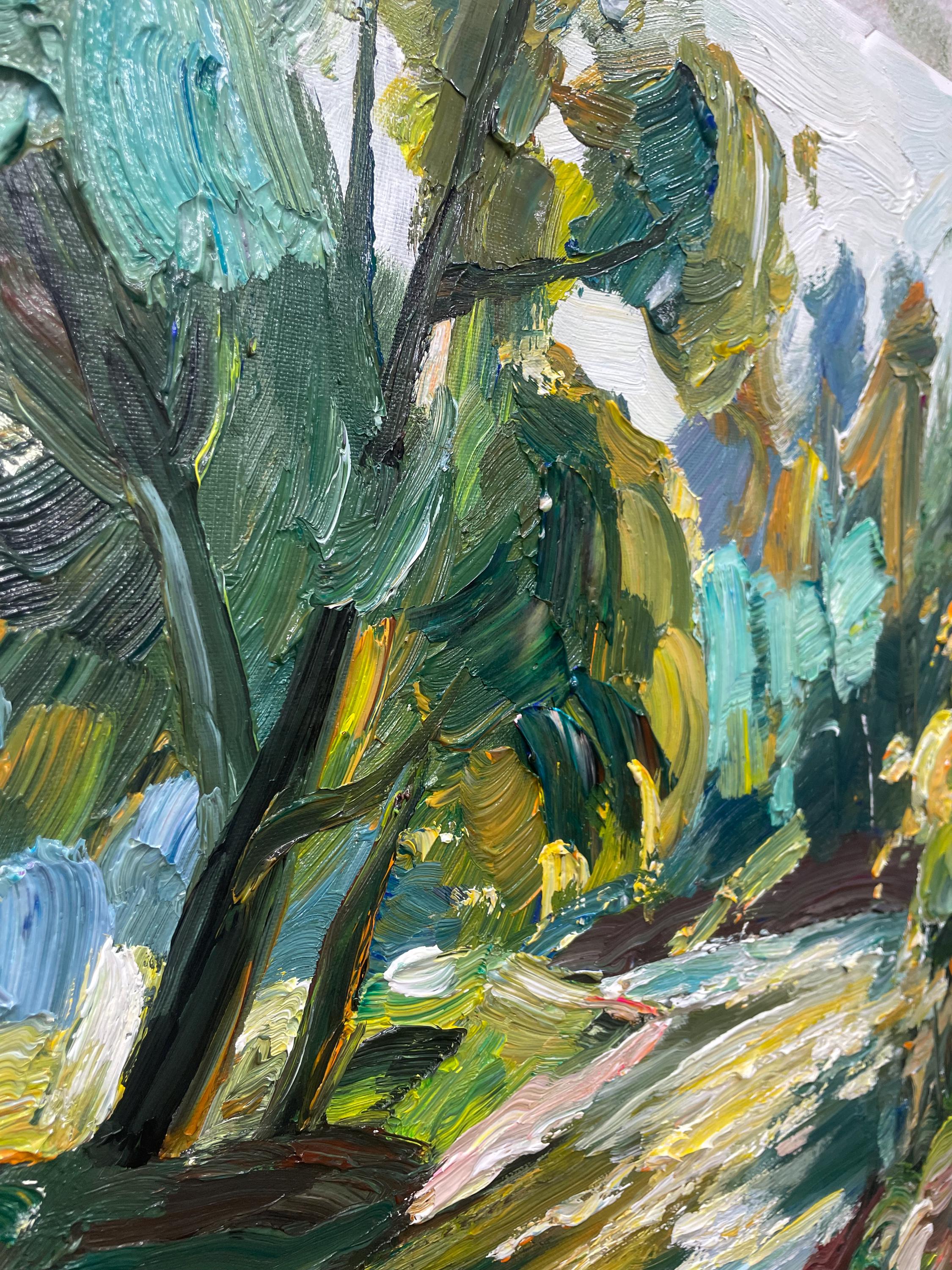 Original Forest River Oil Painting, Textured Landscape Wall Art, Green ...